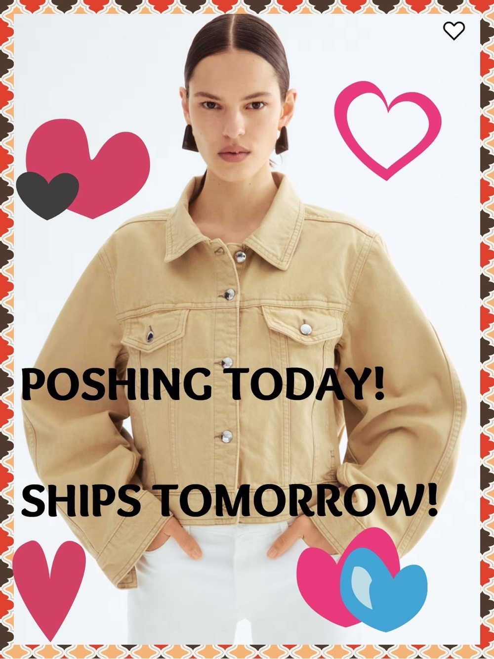 Women’s Tan Denim Jacket - Casual Cropped Trucker